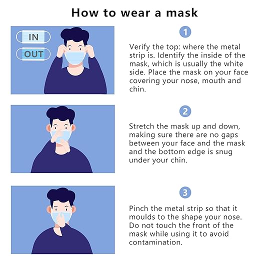 Borje Disposable Face Masks Breathable Face Mask 3 Ply - Image 7