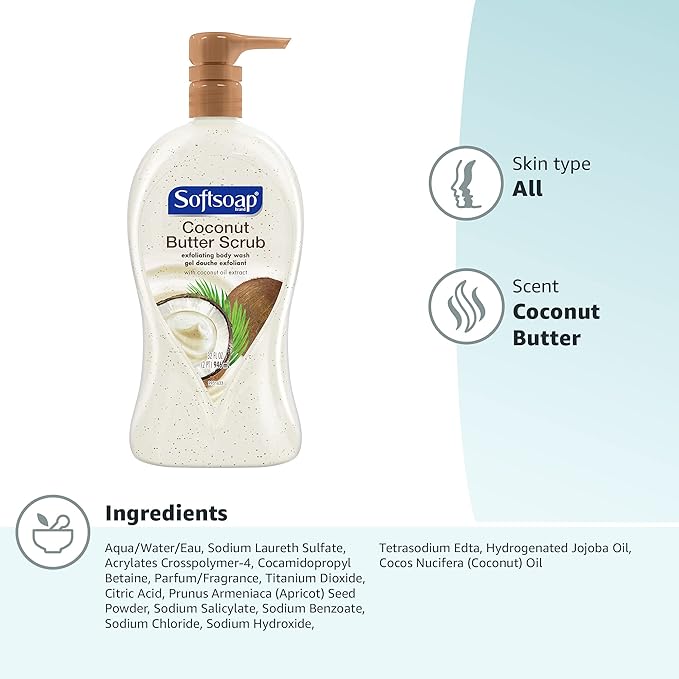 Softsoap Body Wash Pump, Coconut Butter Scrub, Exfoliating Body Wash, 32 Ounce - Image 18