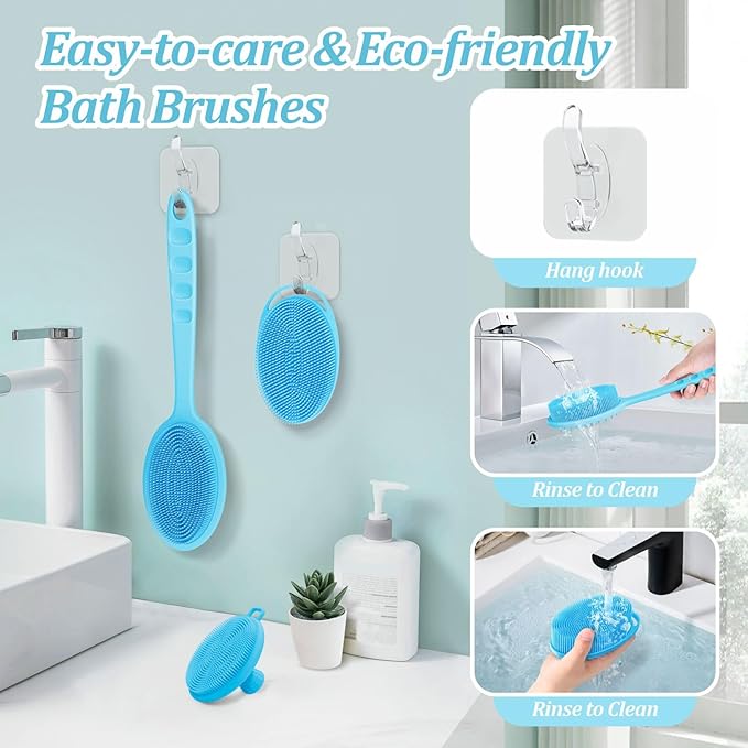 Silicone Back & Body & Face Scrubber Set 3PCS, Gentle Exfoliating Back & Body - Image 9