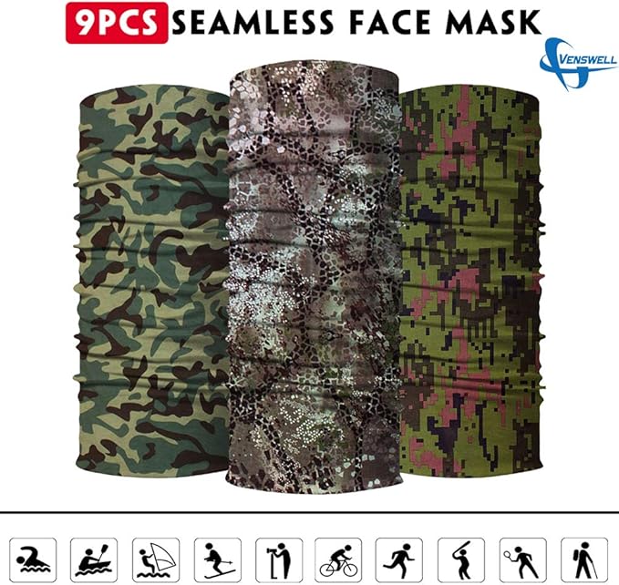 Venswell Neck Gaiter Face Mask Men Women, Seamless Bandana Rave Face Cover - Image 3
