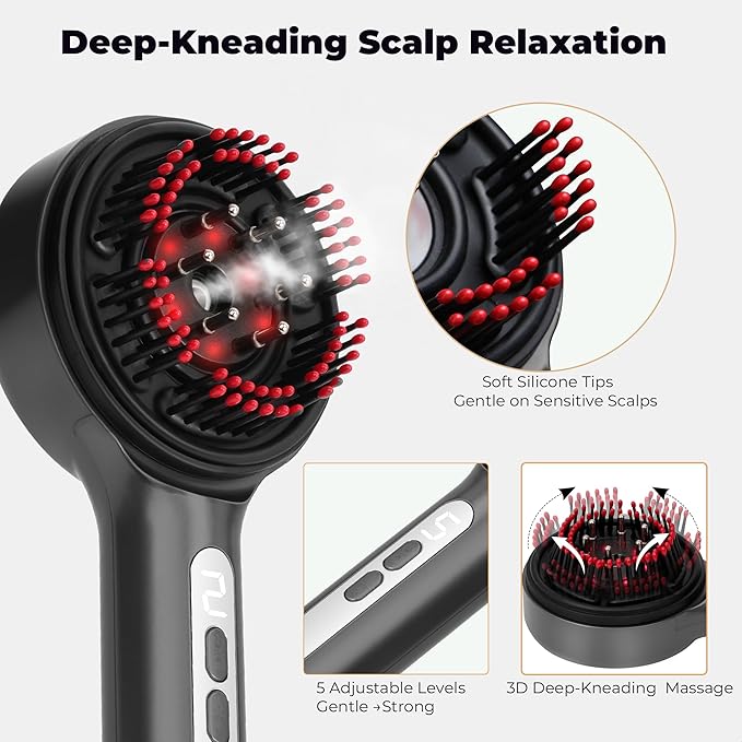 Electric Scalp Massager, 5 in 1 Refillable Oil Reservoir and Mist 3 Step At - Image 4