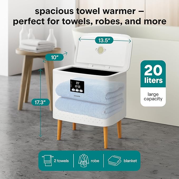 SereneLife Rectangular Towel Warmer Bucket, Large Capacity Blanket and Towel - Image 2