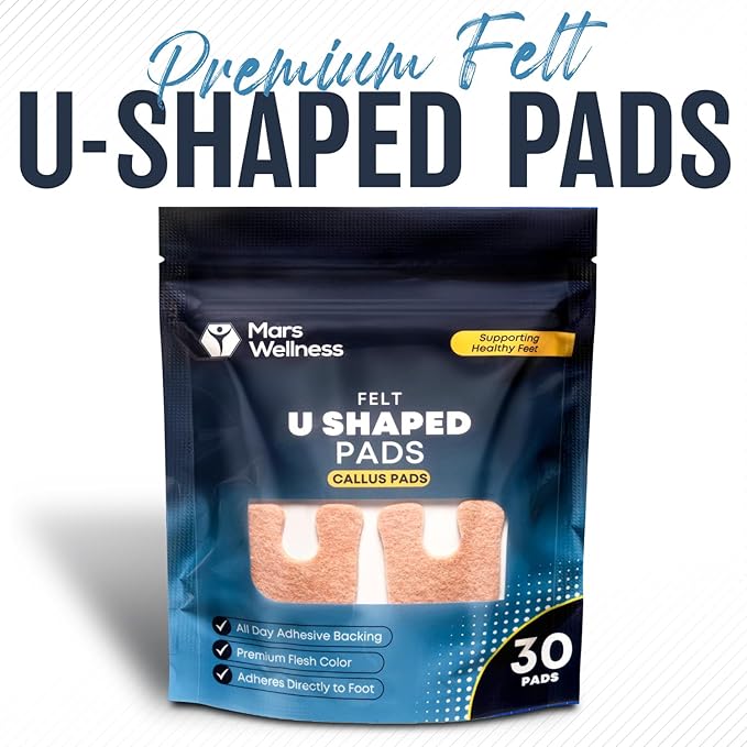 Mars Wellness U-Shaped Callus Pads, 1/4" Thick, Flesh Colored, Callus Protection - Image 6