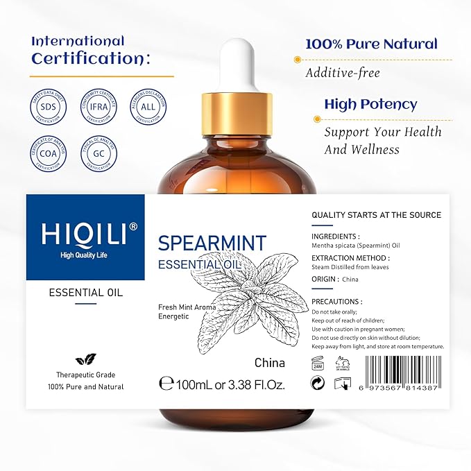 HIQILI 100ML Spearmint Oil for Skin Care, Can be Added to Lotions, Creams -100% - Image 7
