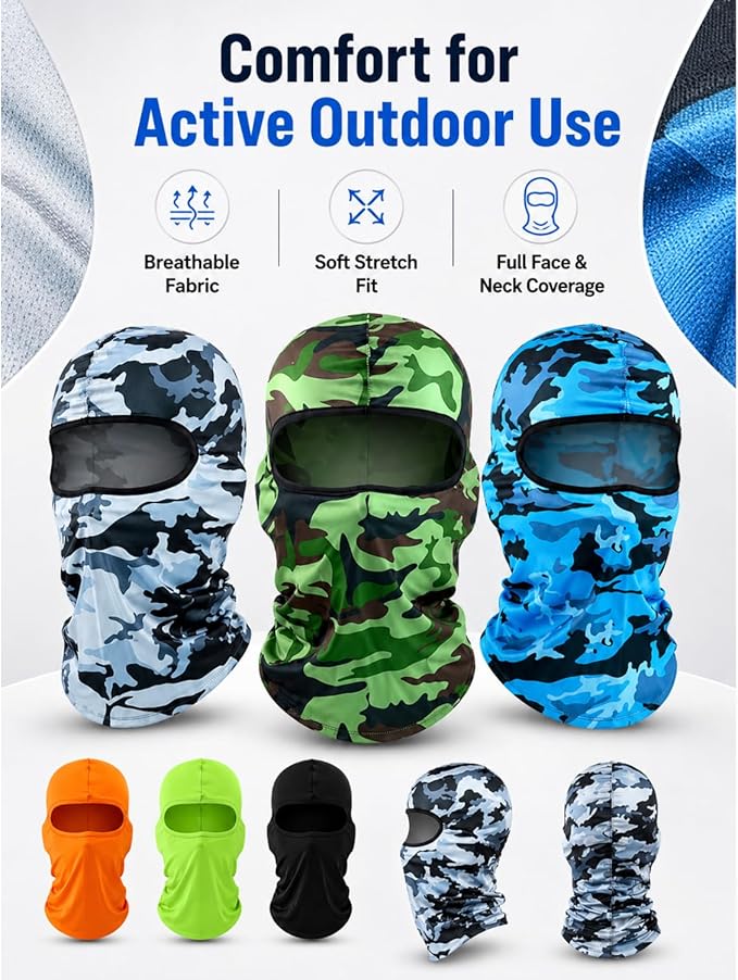 SATINIOR 6 Pcs Ski Mask Cover Balaclava Full Face Mask Summer Face Cover UV - Image 2