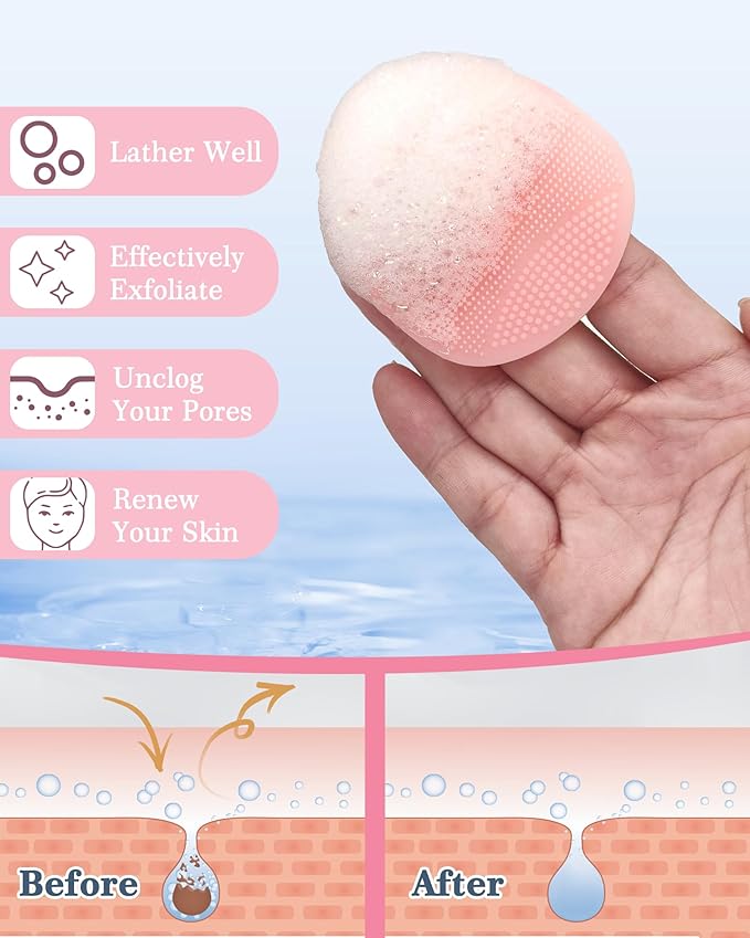 Manmihealth Silicone Back Scrubber & Bath Glove & Face Brush Set, - Image 5