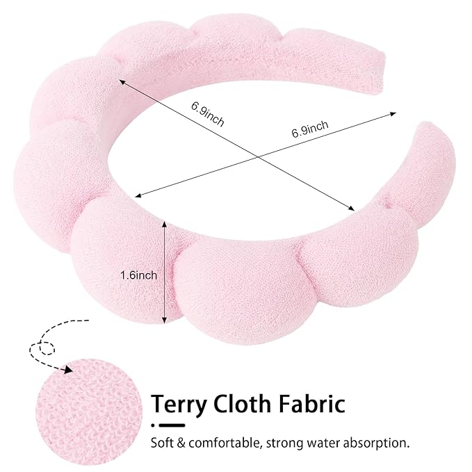 WHAVEL 3 Pack Spa Headband Skincare Headbands, Makeup Headband Sponge Terry - Image 2