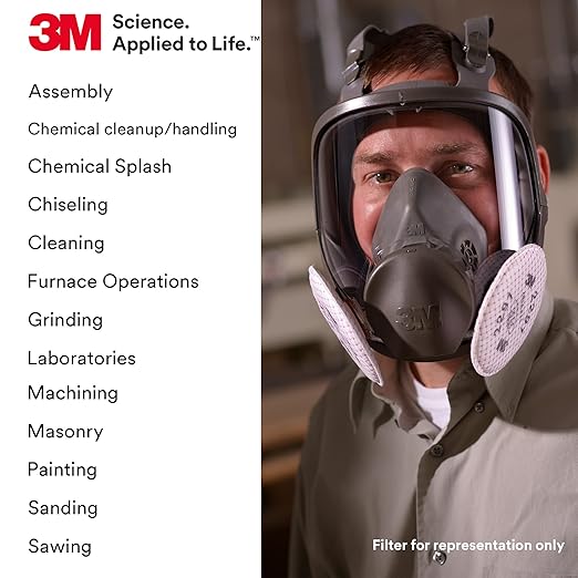 3M Full Facepiece Reusable Respirator 6800, Large Lens, ANSI High Impact Eye - Image 8