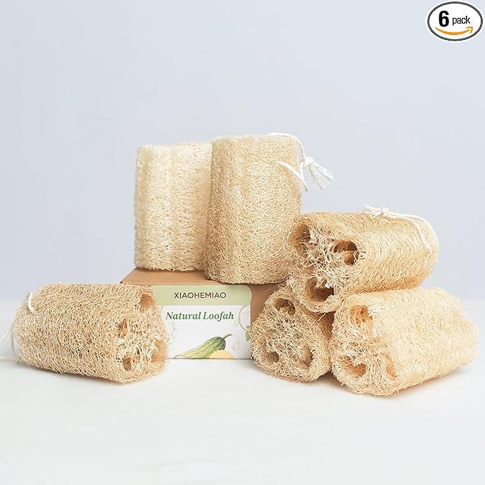 Natural Loofah 6-Pack, 4 Inch 100% Plant Fiber Exfoliating Sponge, Spa & Shower by Unknown