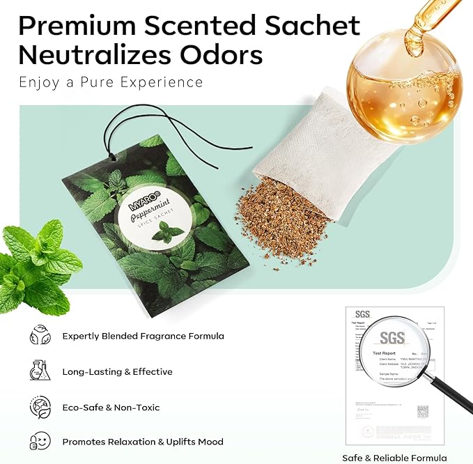 MYARO 12 Pack Peppermint Scented Sachets - Image 4