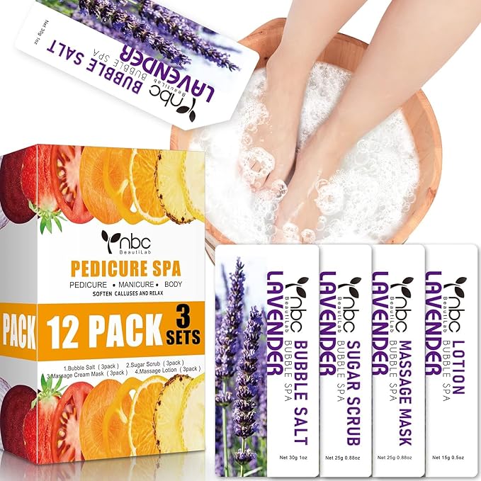 Pedicure Kit Foot Soak Set: Bubble Salt, Sugar Scrub, Massage Mask, Massage - Image 2