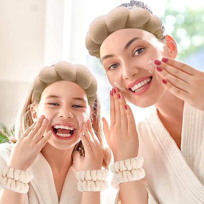 Zkptops Spa Headband for Washing Face Wristband Set Sponge Makeup Skincare - Image 7