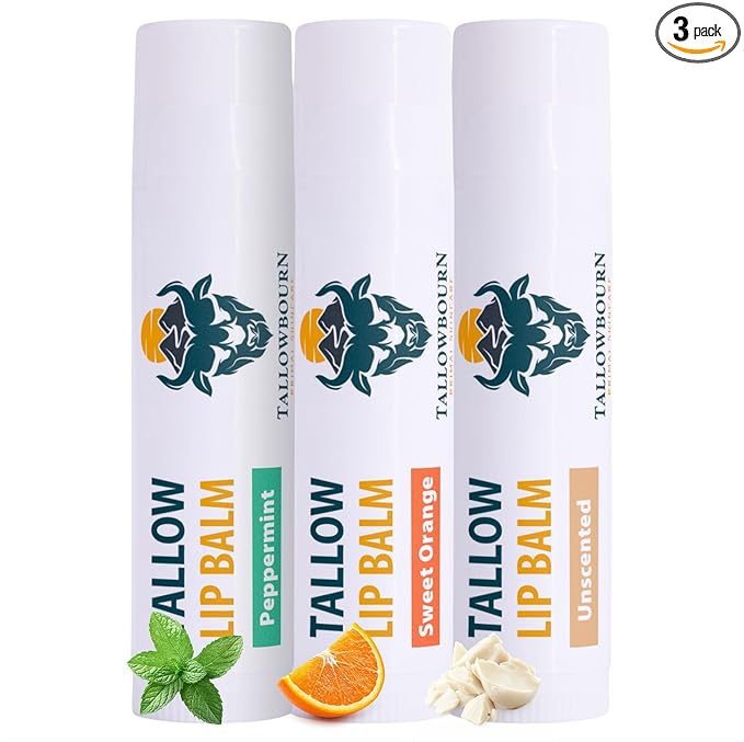 Moisturizing Tallow Lip Balm – Grass-Fed Beef Tallow by TALLOWBOURN