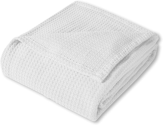 100% Fine Cotton Luxurious Basket Weave Blanket, Full/Queen Size - Image 2