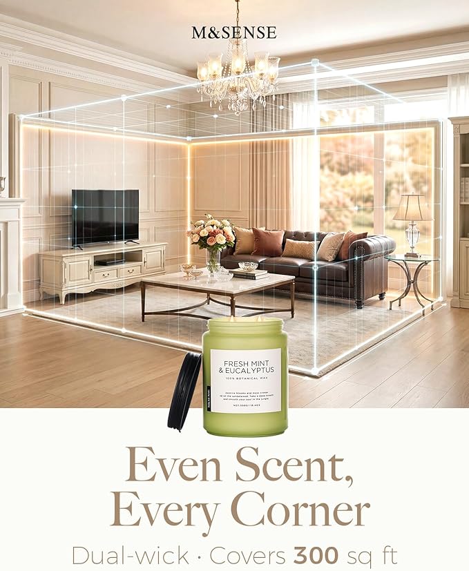 M&SENSE Sandalwood Rose Scented Candle 19.4oz 110 Hours Long Lasting Burn - Image 7
