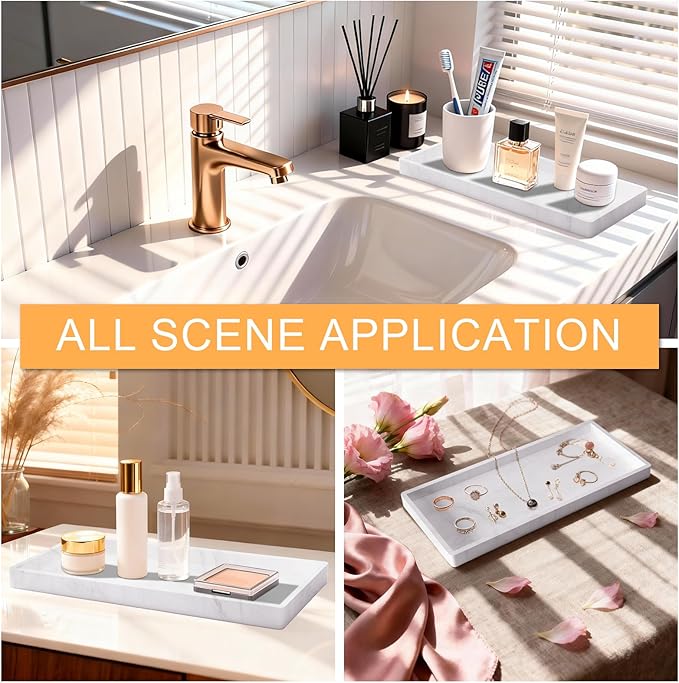 2PCS Bathroom Vanity Tray, 11.8 x 5 Inch Silicone Bathroom Counter Organizer - Image 6