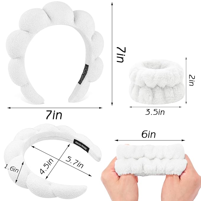 Zkptops 6Pcs Spa Headband for Washing Face Wristbands Set Women Bubble Makeup - Image 4