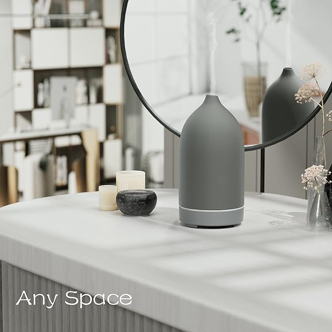 Aromatherapy Essential Oil Diffuser, 9 Colors Mood Light, 4 Timer Stone - Image 3