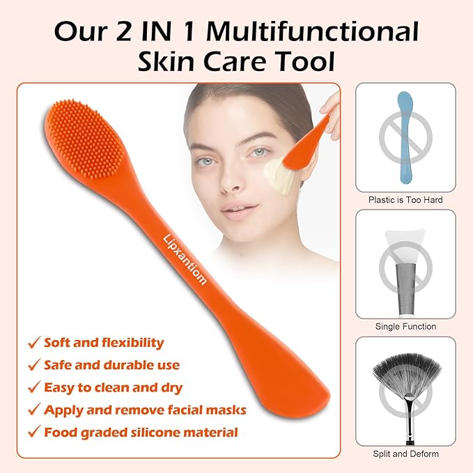 3 Pcs Silicone Facial Cleansing Brush, 2 in 1 Face Mask Applicator and Pore - Image 6