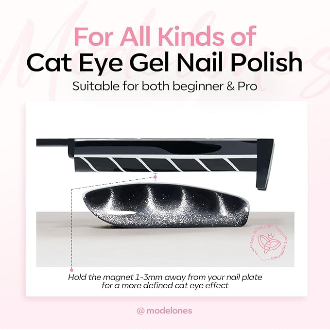 modelones Cat Eye Gel Polish Nail Magnet, 3-in-1 Cat Eye Magnet Pen & - Image 9