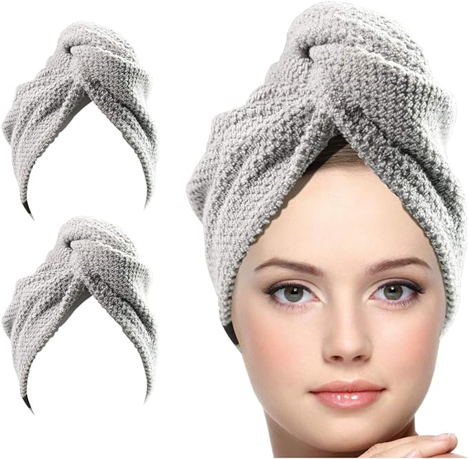 KEEPOZ Hair Towel Wrap Quick Dry 100% Cotton Super Absorbent Turban Head Wrap by KEEPOZ