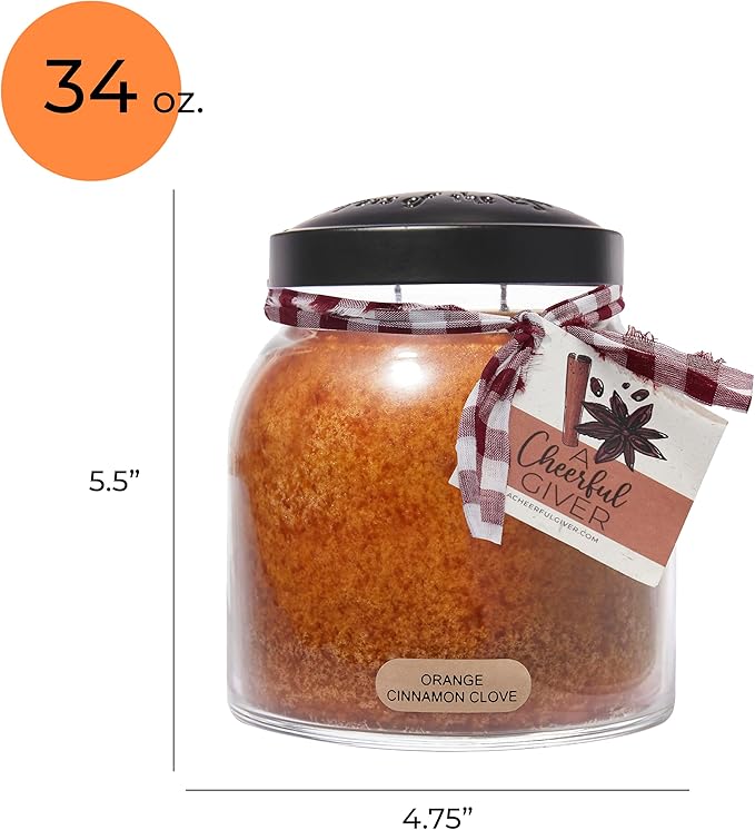 A Cheerful Giver — Orange Cinnamon Clove - 34oz Papa Scented Candle Jar - - Image 5