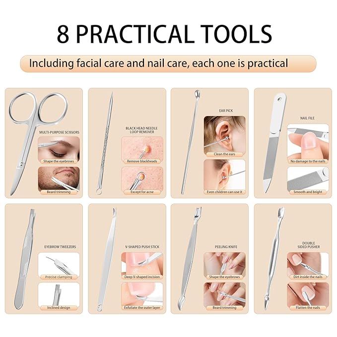 ZIZZON Manicure, Pedicure Kit, Nail Clippers Set of 12Pcs, Professional - Image 5