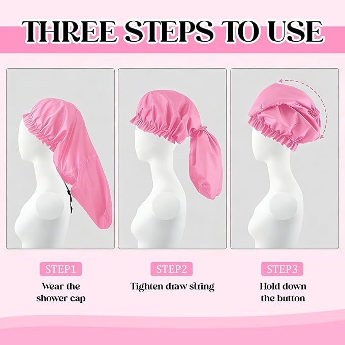 2 Pcs Large Shower Cap for Braids, Extra Long Shower Cap for Women Long Hair & - Image 4