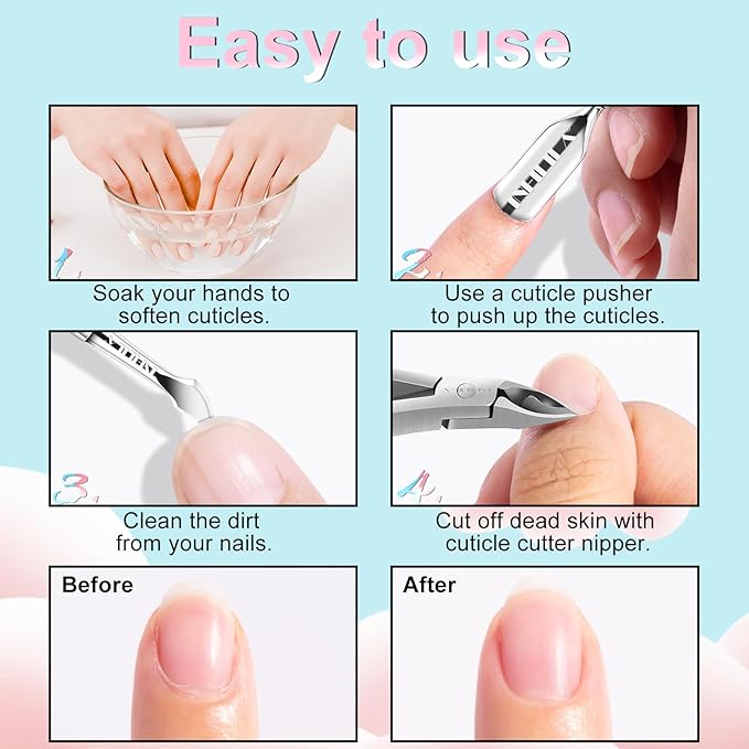 NXJ INFILILA Cuticle Remover Kit 4Pcs, Cuticle Remover Cuticle Trimmer Set - Image 7