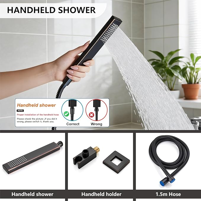 Midanya Shower System with Tub Spout, Bathtub Shower Faucet Set with Square - Image 8
