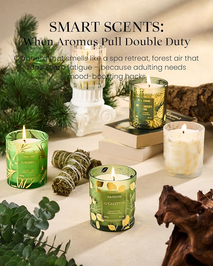 M&SENSE Eucalyptus Scented Vegan Soy Candles, No Toxin Calming Aromatherapy - Image 5