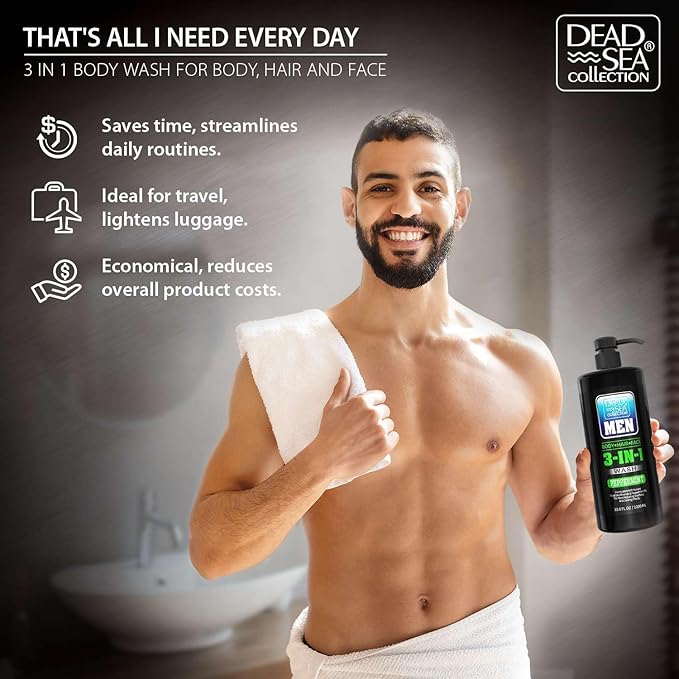 Dead Sea Collection Peppermint Men’s Body Wash – 3 in 1 Body Wash - Image 7
