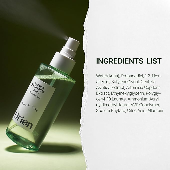 Orien Mugwort Zero Film Toner 5.41 fl.oz. 160ml ㅣpH5.5 Calming, Hydrating Spray - Image 8