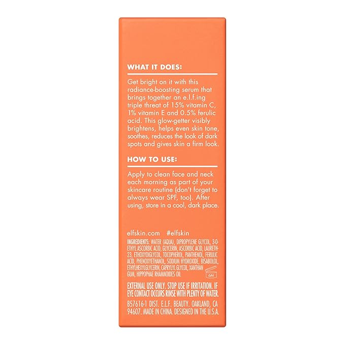 e.l.f. SKIN Bright Icon Vitamin C + E + Ferulic Face Serum Mini, Brightening & - Image 8