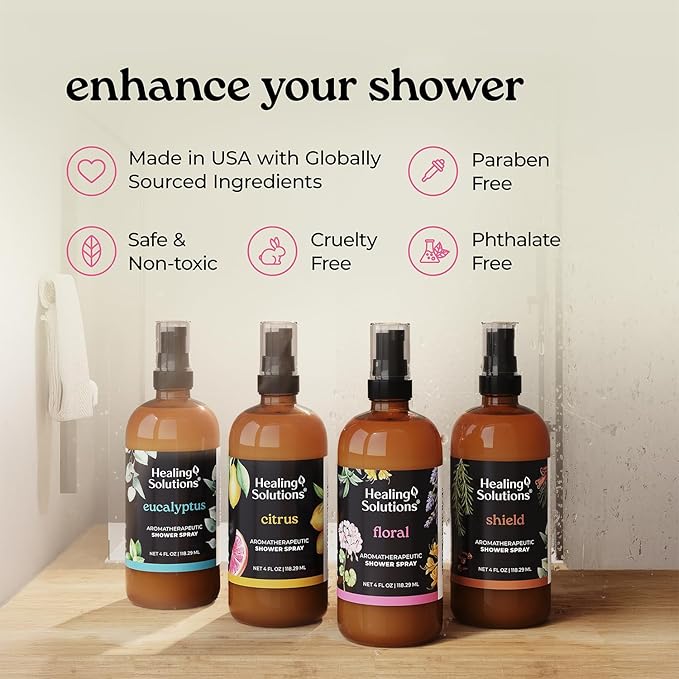 Healing Solutions Aromatherapy Shower Spray, Floral Blend, Therapeutic Grade - Image 2