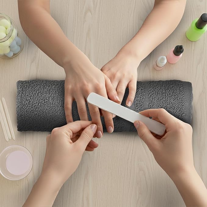 24 Pack Dark Grey Hand Towel 100% Cotton Spa Towel – 16x27 inches Highly - Image 4