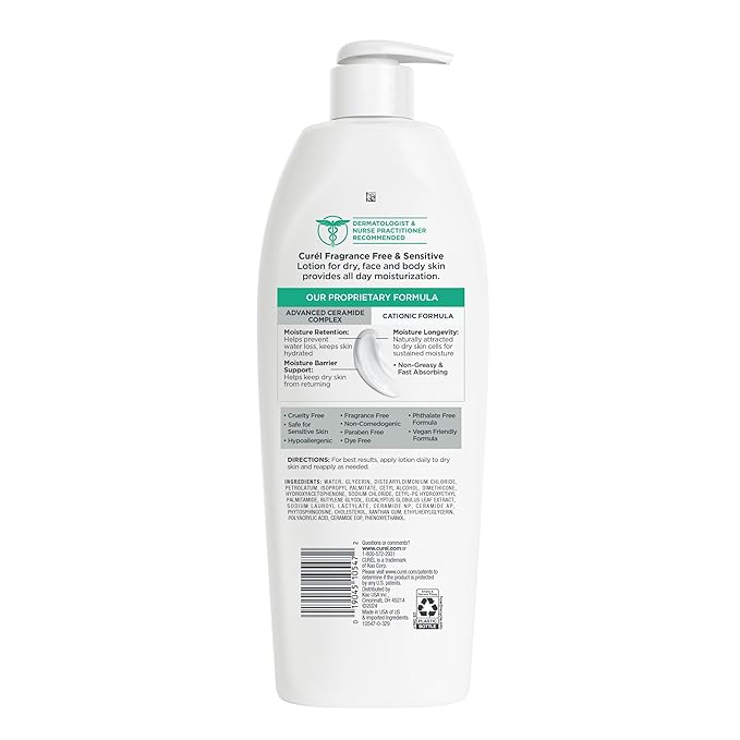 Curel Fragrance Free Comforting Body Lotion, Unscented Dry Skin Moisturizer - Image 10