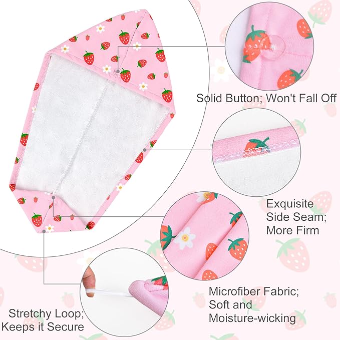 Microfiber Hair Towel Wrap for Kids 2 Pack Quick Drying Hair Towels - Image 4