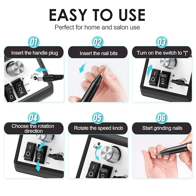 Professional Electric Nail Drill Machine Nail File Drill Set Kit - Image 6