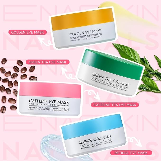 Under Eye Patches Kit: 120 Pcs Rosy Caffeine & 24K Gold Gel Eye Mask - Image 7