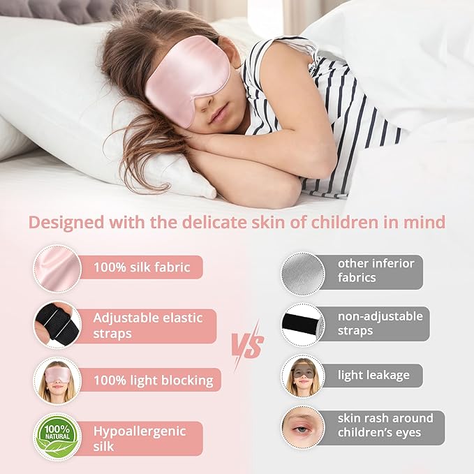 Kids Sleep Mask Eye Cover, 100% Real Natural Pure Silk Eye Mask - Image 4