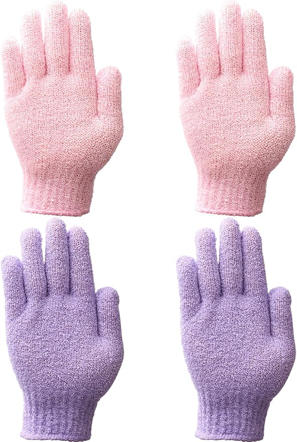 IBLUE Shower Gloves, Double Sided Exfoliating Bath Body Scrub Gloves by IBLUE