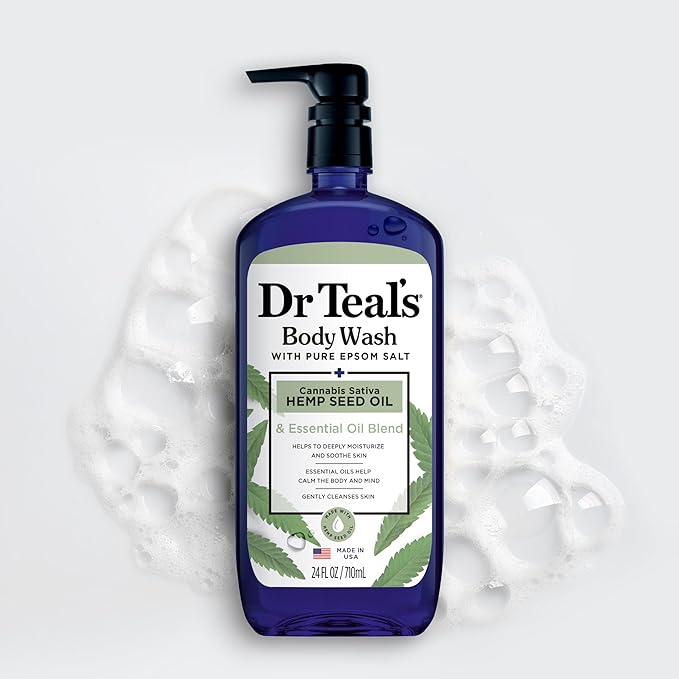 Dr Teal's Body Wash with Pure Epsom Salt, Cannabis Sativa Hemp Seed Oil - Image 7