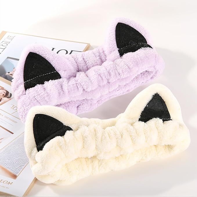 2 Pcs Cat Ears Headband, Cute Spa Headbands - Image 8