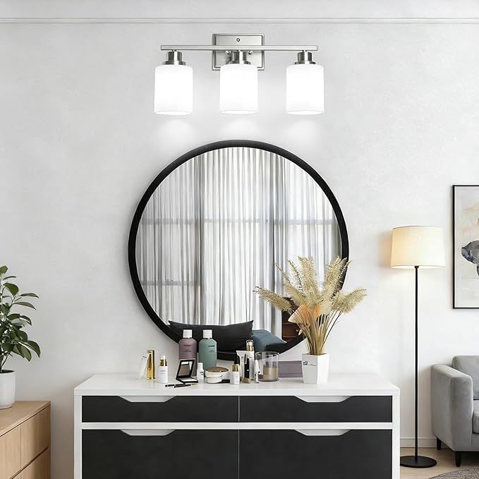 Unicozin 3-Light Bathroom Light Fixtures, Modern Brushed Nickel Vanity Light - Image 8