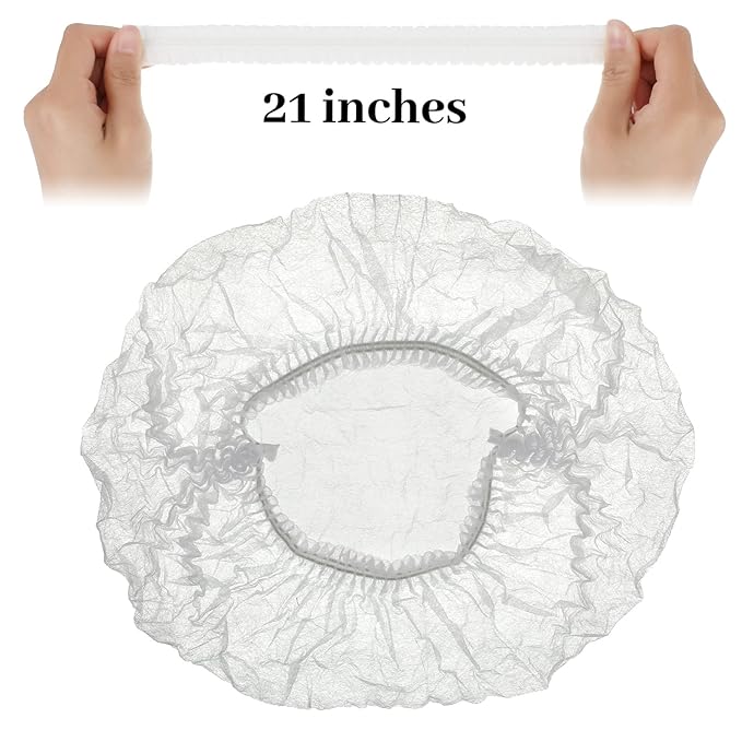 100 Pcs Disposable Nonwoven Bouffant Caps 21 Inch Hair Net Elastic Cap Hair - Image 4
