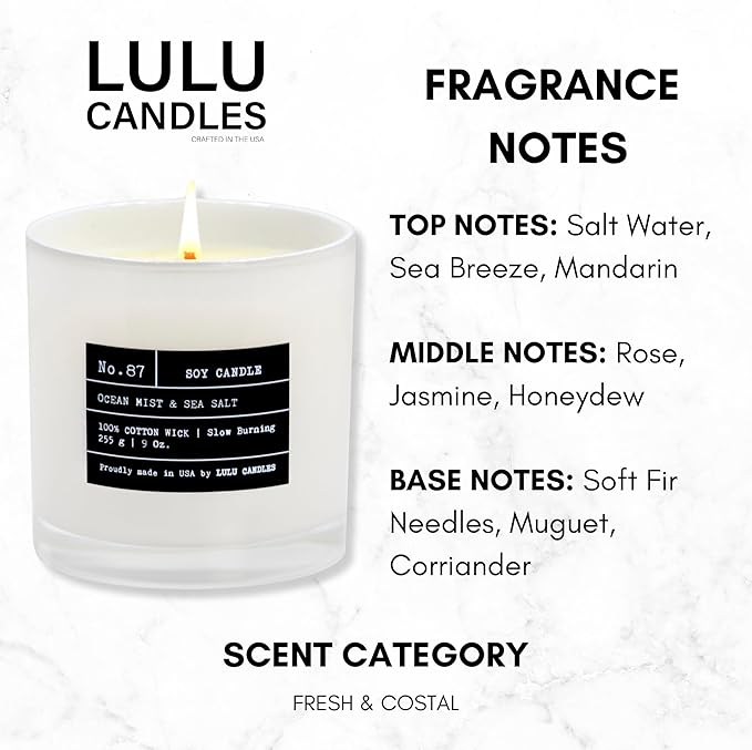 Lulu Candles | Ocean Mist & Sea Salt | Luxury Scented Soy Jar Candle | Hand - Image 2