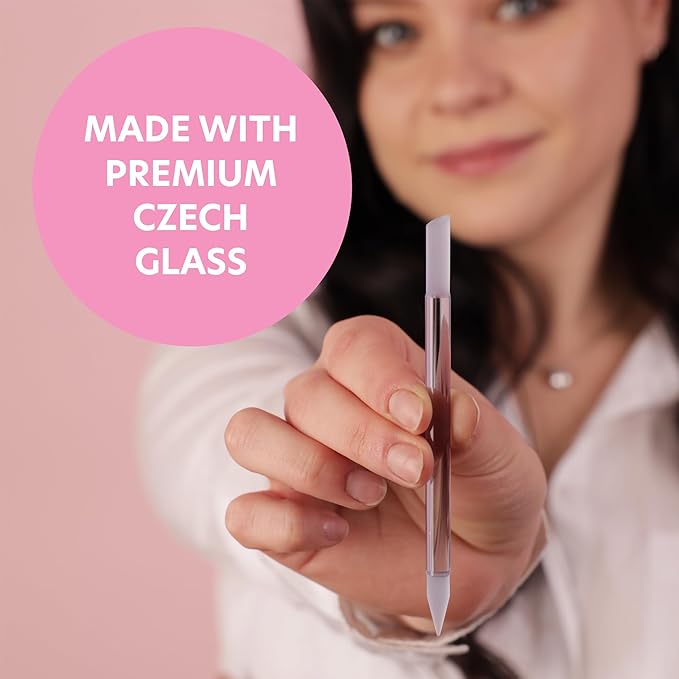 BONA FIDE BEAUTY Glass Cuticle Pusher, 1-Pieces Blue Gentle Czech Manicure Stick - Image 6