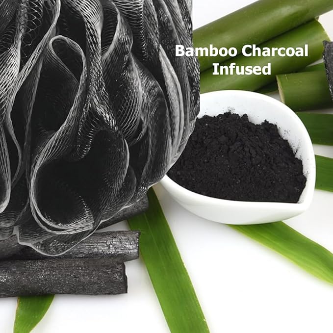 SHOWER BOUQUET Loofah-Charcoal Back-Scrubber & Bath-Sponge Set // 1 - Image 5