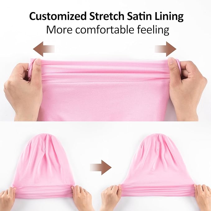 Satin Bonnet Silk Lined Sleep Cap- Adjustable Hair Cover - Image 5